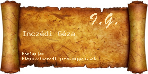 Inczédi Géza névjegykártya